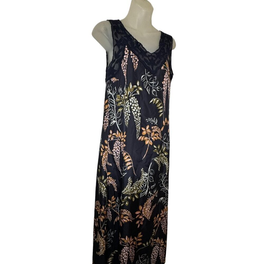 Sundance 100% Silk Sexy Floral Printed Slip Dress Sheath Lace Trim size S 4 - 6 - Picture 4 of 10